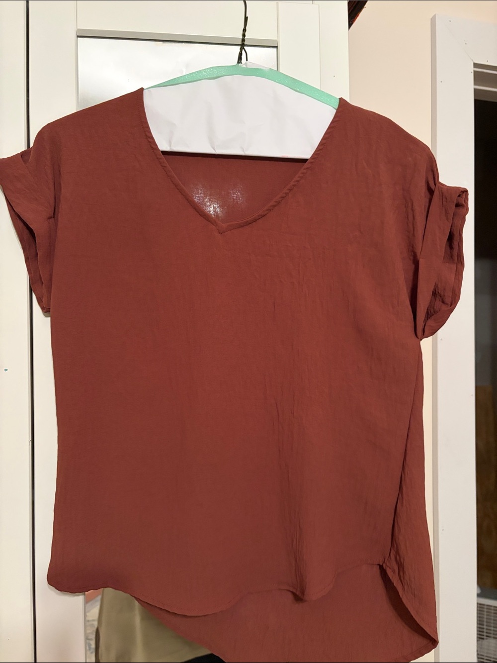 Women's Dark  Short-Sleeve V-Neck Top